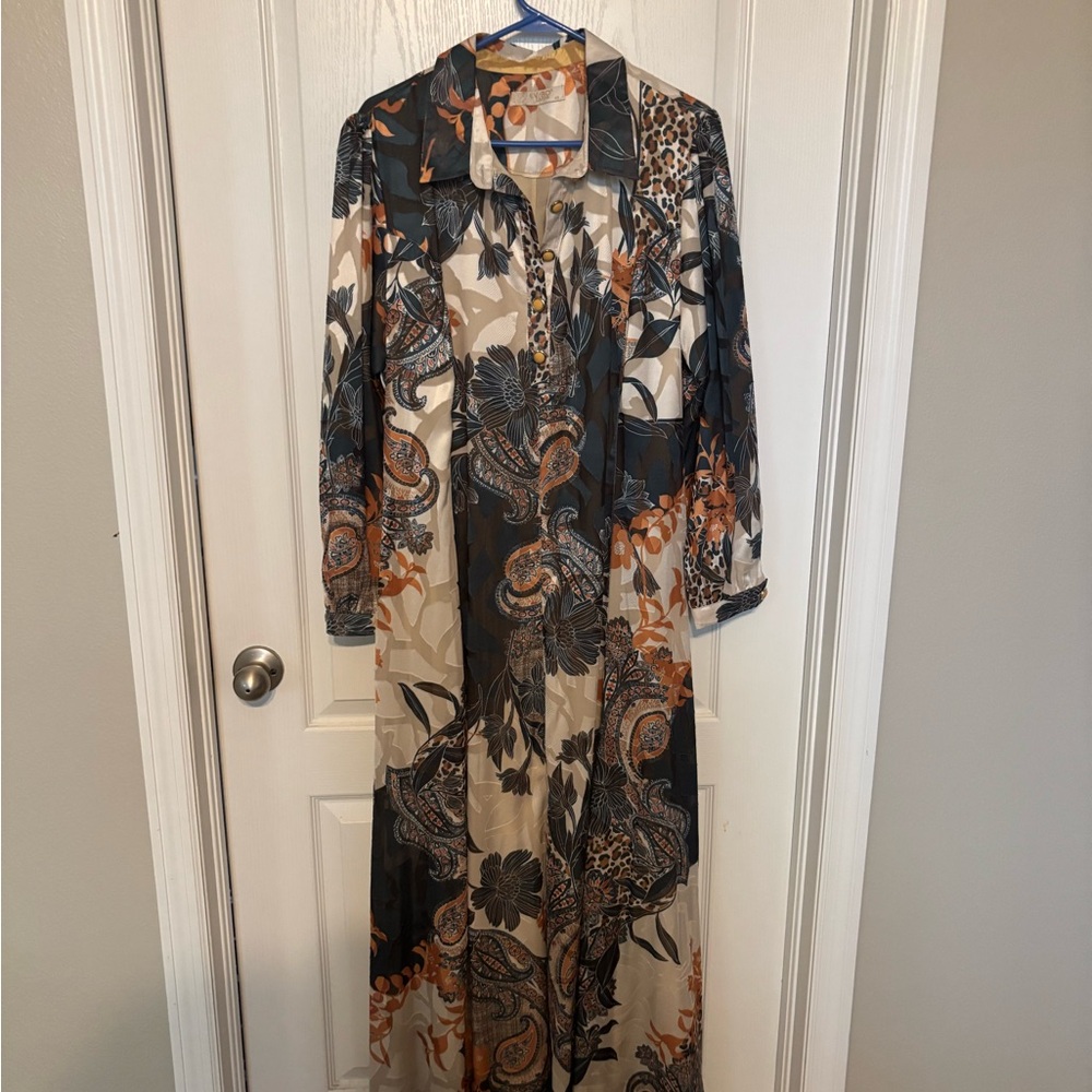 Elegant Multicolor Paisley Maxi Dress